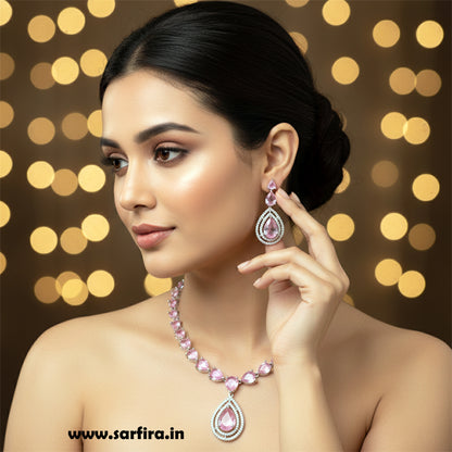 Light Pink Stone Long Drop Set