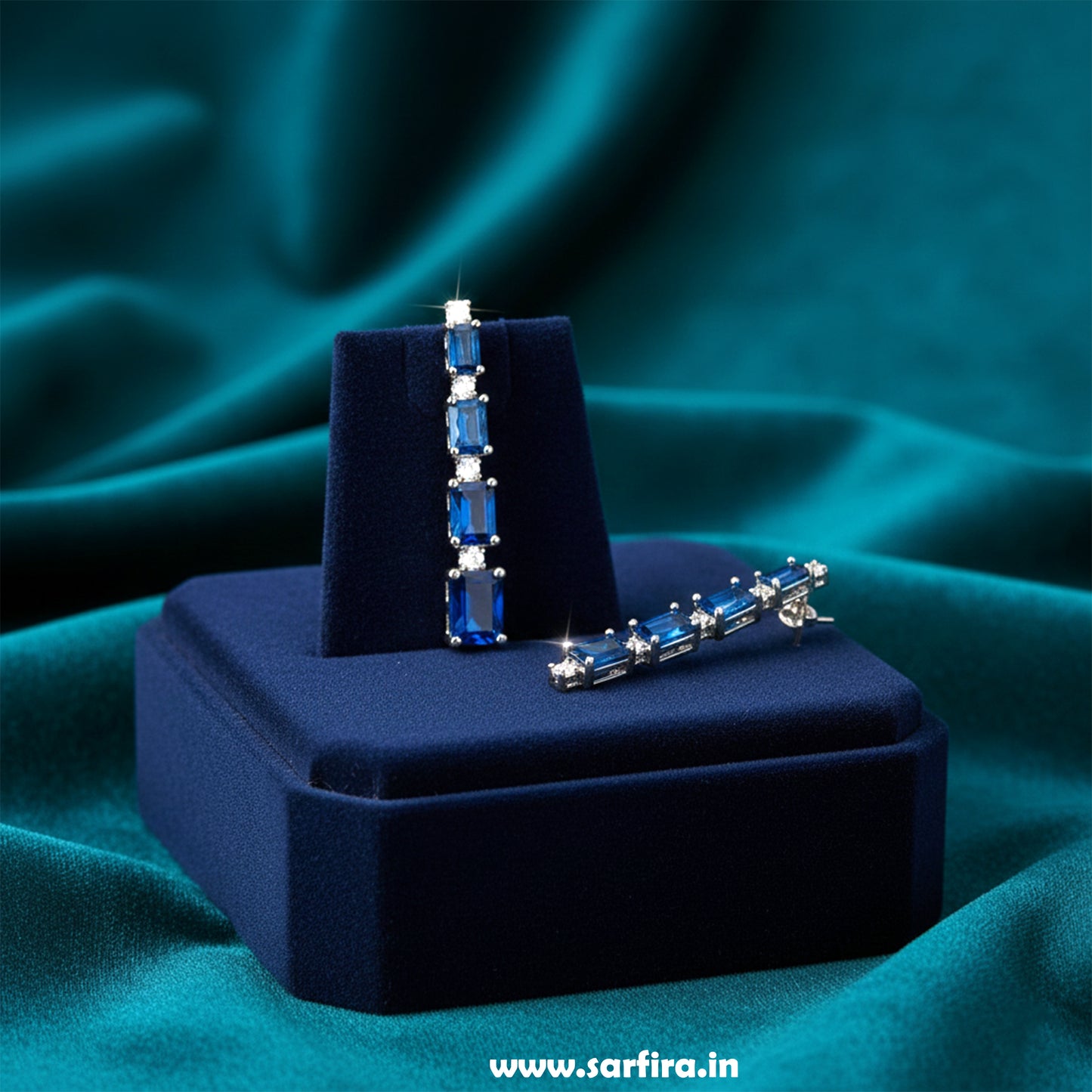 Blue Stone Rectangle Choker Set