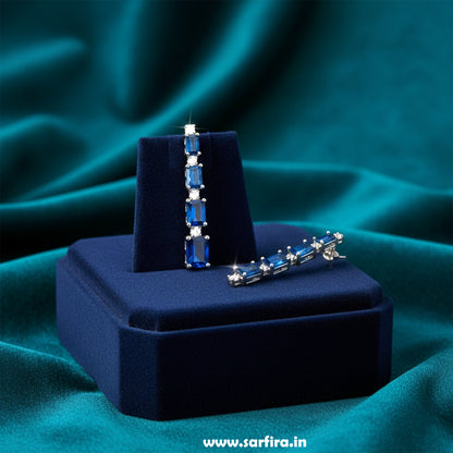 Blue Stone Rectangle Choker Set