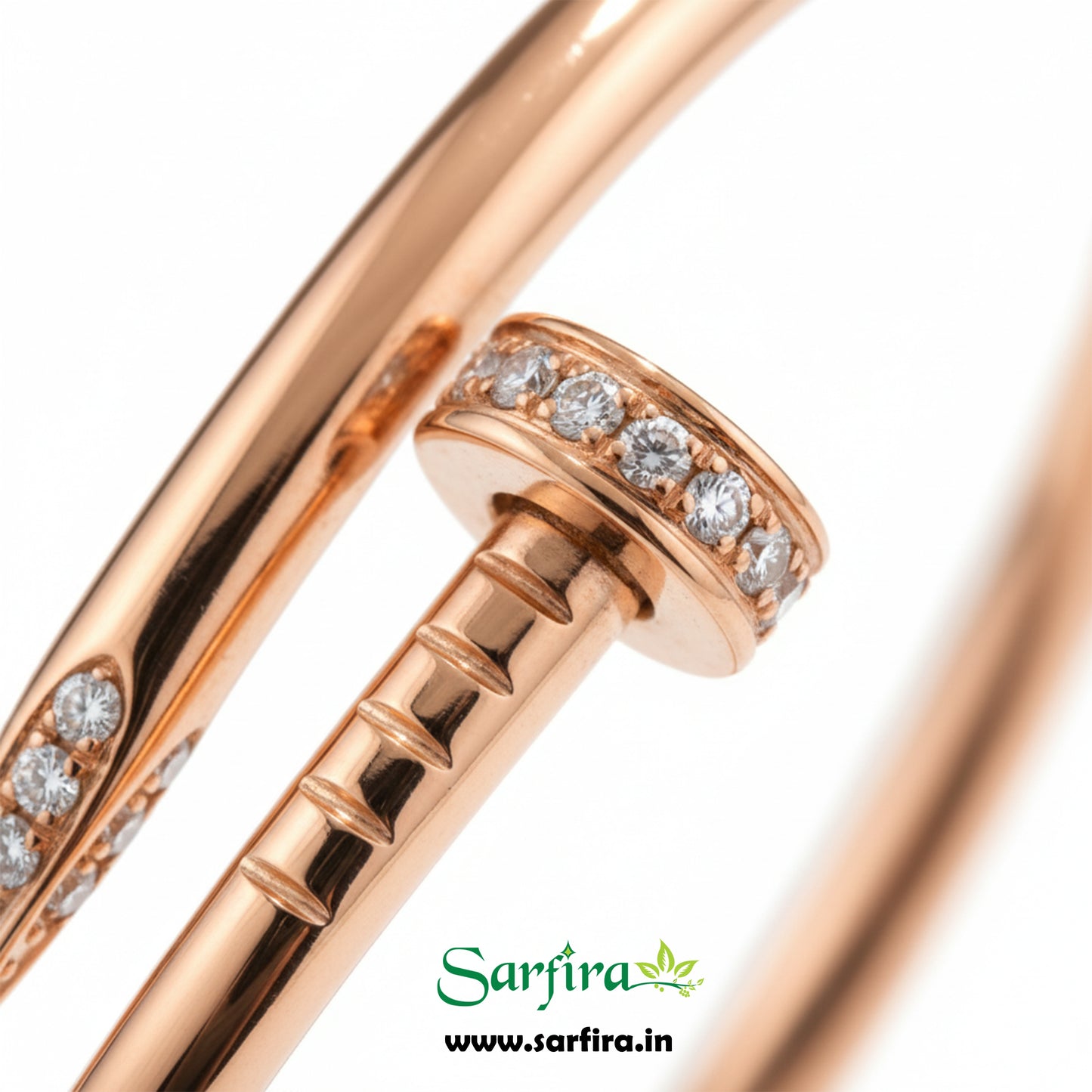 Rose Gold CZ Studded Nail Kada Bracelet