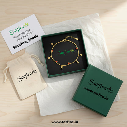 Infinity & Red Bead Snake Chain Bracelet