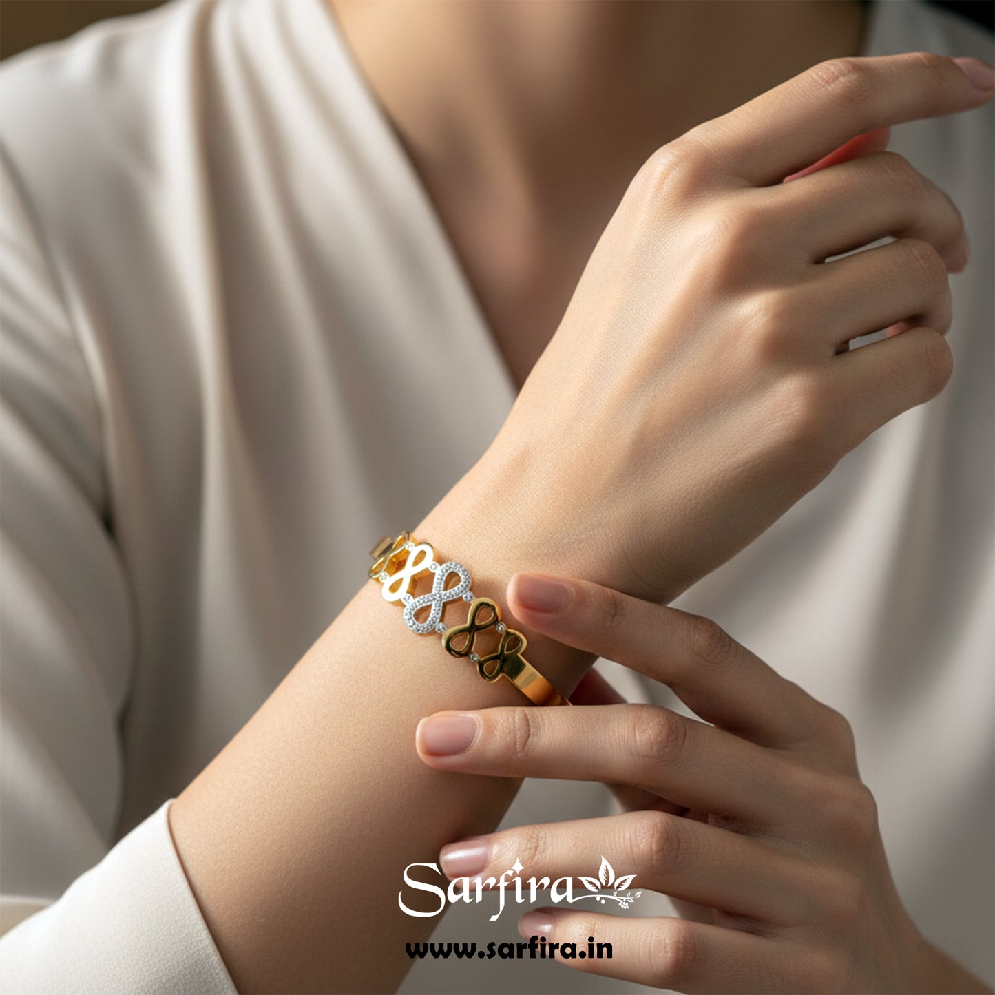 Gold Infinity Motif Kada Bracelet