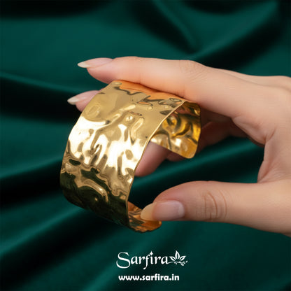 Wide Hammered Cuff Bracelet