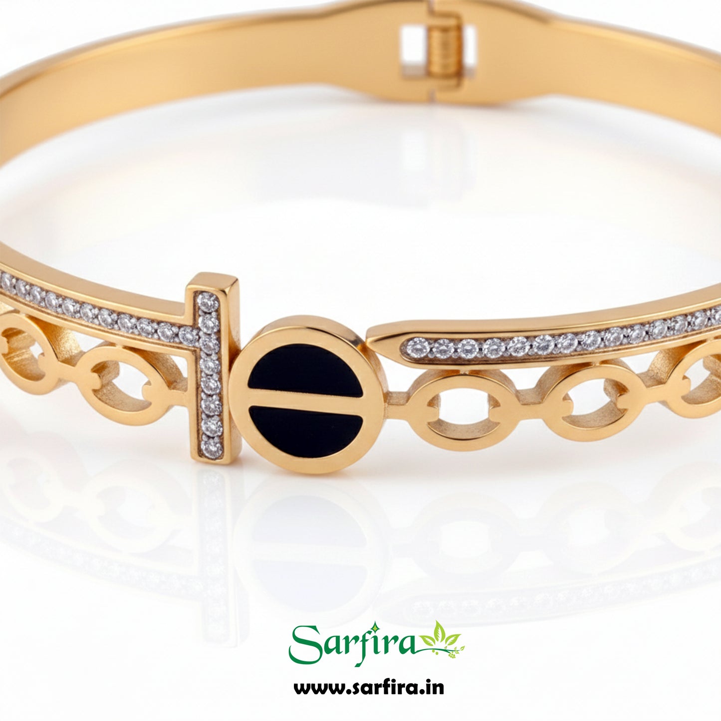 Black Enamel Link Kada Bracelet