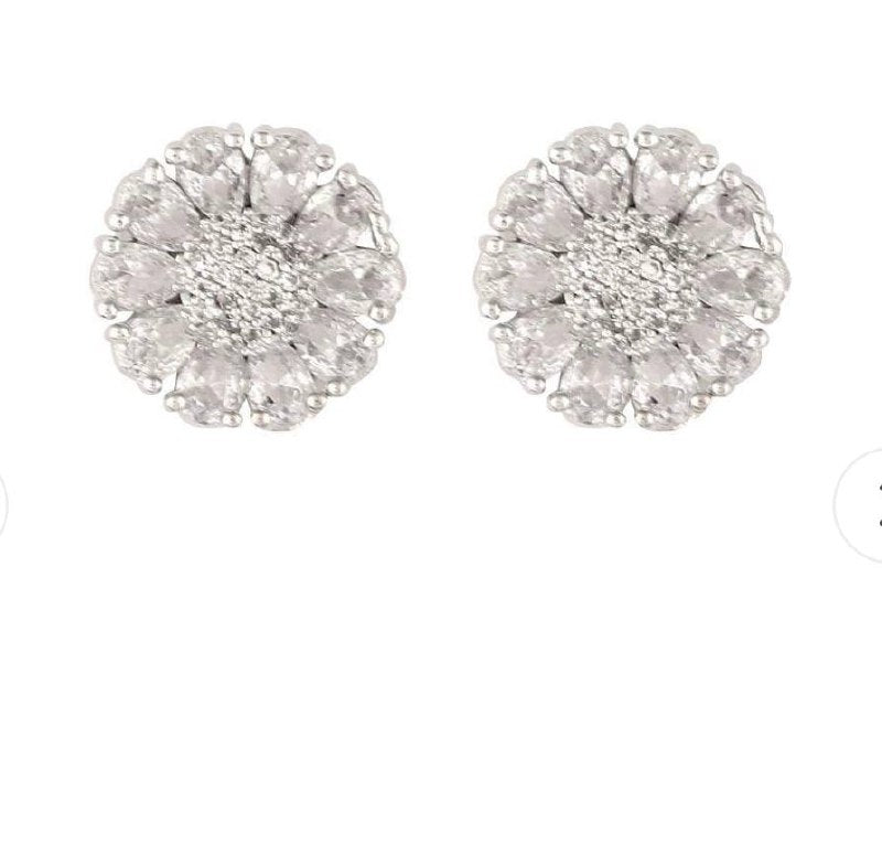 Atarangi Flower Design Premium Chain Pendant & Earring Set – Sparkling American Diamond Jewelry for Women