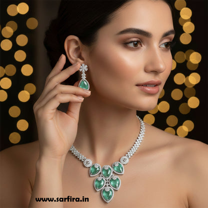 Pista Green Crystal Bridal Necklace Set for Women – Wedding & Party Jewelry