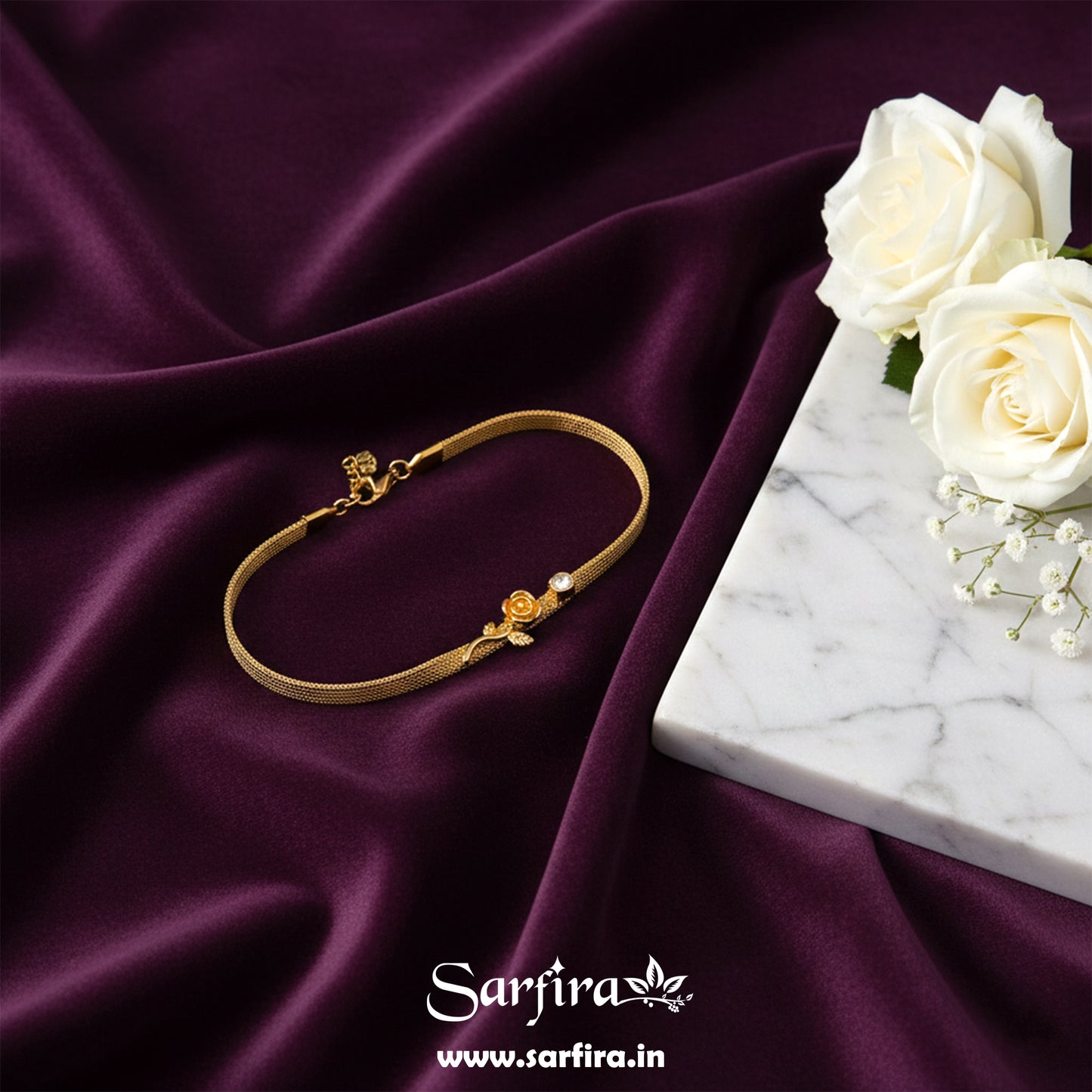 Rose Charm Mesh Bracelet