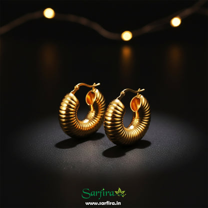 Gold Textured Dome Hoop Earrings