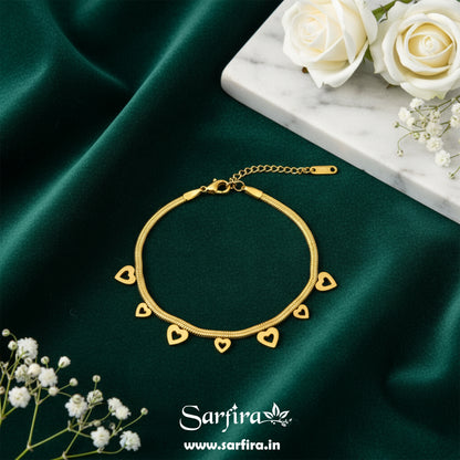 Open Heart Charm Snake Chain Bracelet