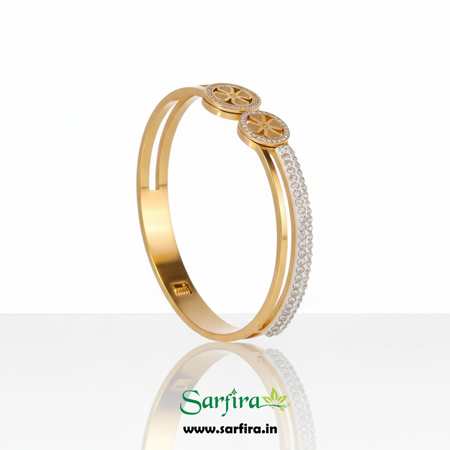 Dual Band Flower Kada Bracelet