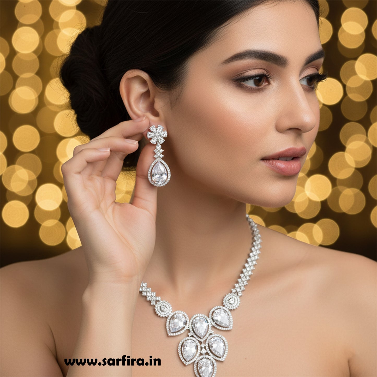 White Crystal Bridal Necklace Set for Women – Wedding & Party Jewelry