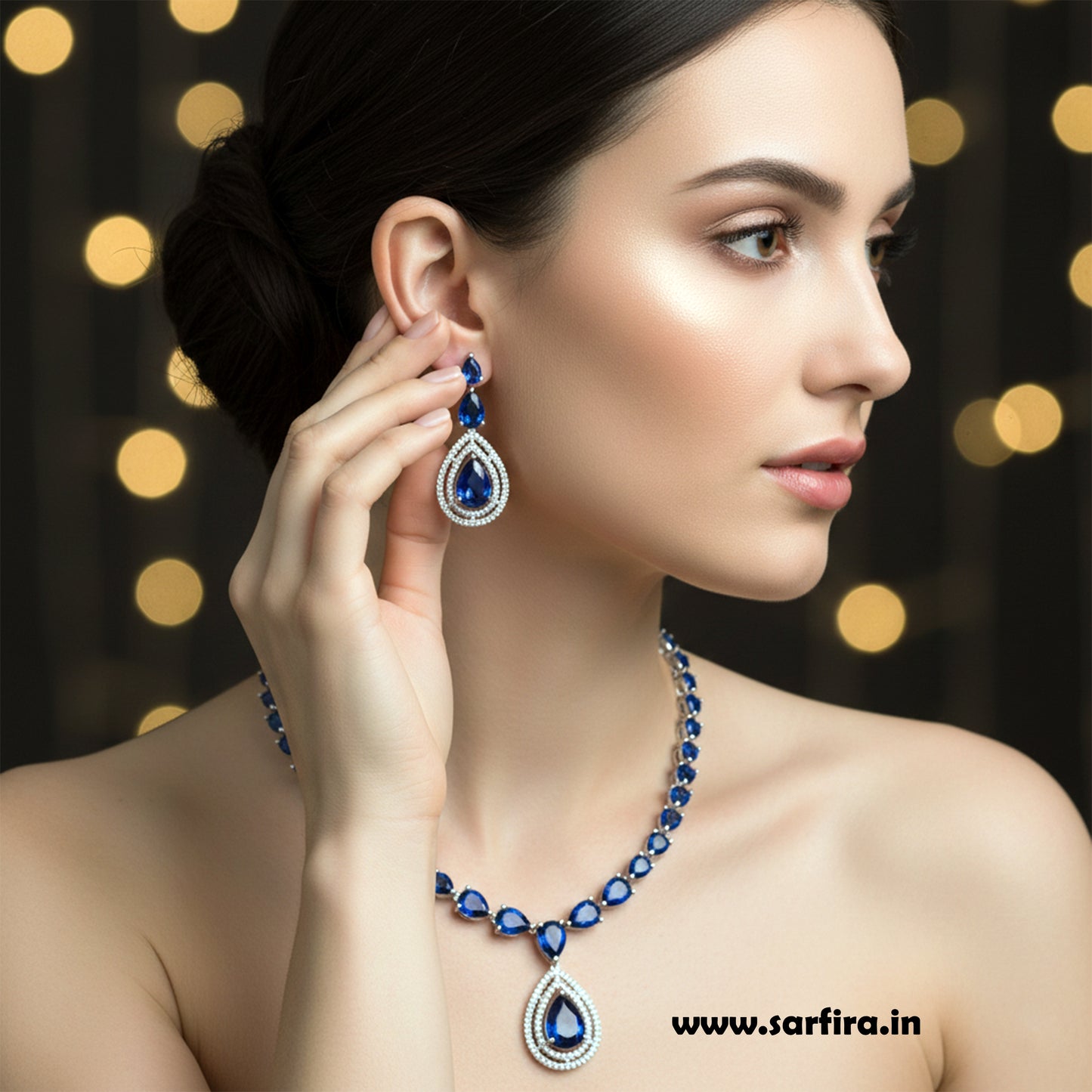 Simple Blue Stone Party & Bridal Necklace