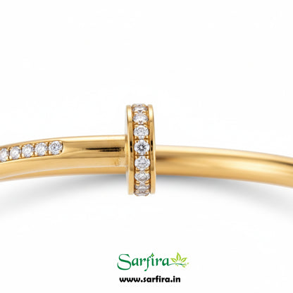 Gold CZ Studded Nail Kada Bracelet