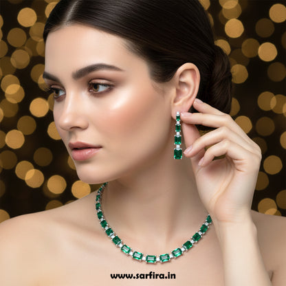 Green Stone AD Rectangle Cut Choker Set