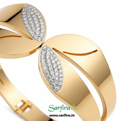 Two Side Leaf Overlap Cuff Bracelet (Kada)