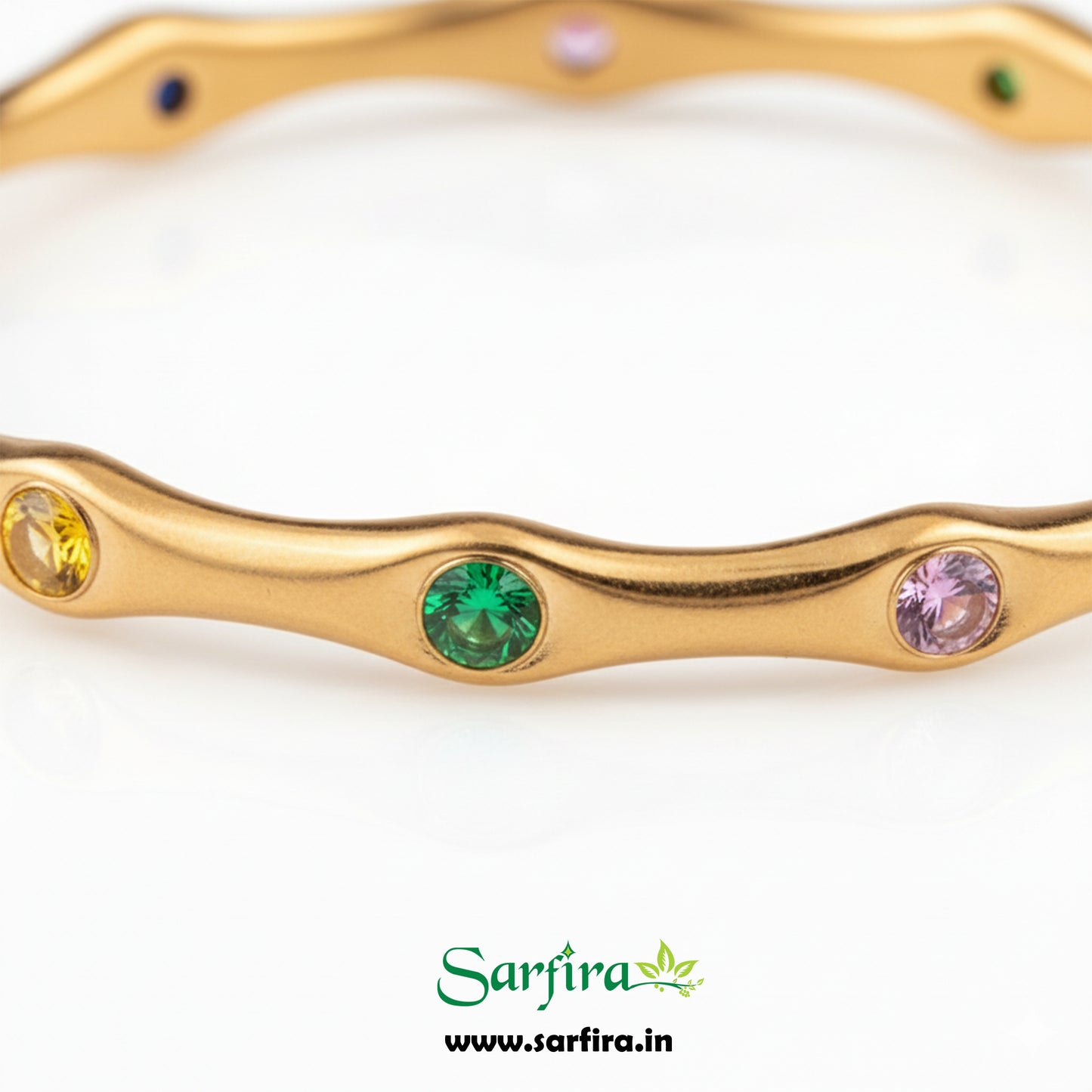 Multi-Color Stone Open Kada Bracelet