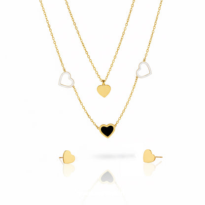 Heart Chain Necklace & Stud Set