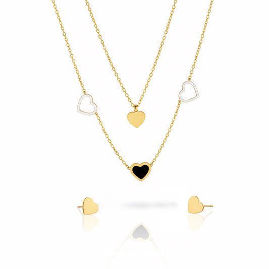 Heart Chain Necklace & Stud Set