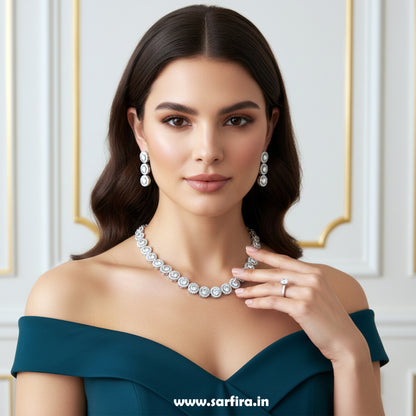 White Round Shape Choker Necklace Set