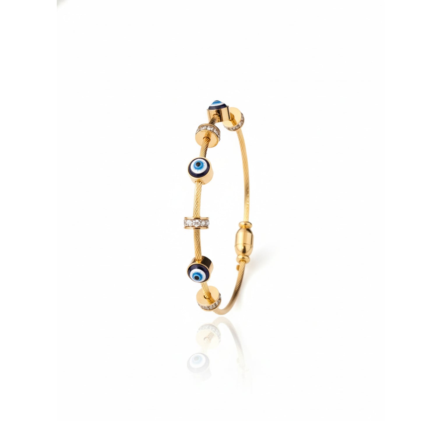 Evil Eye Beaded Cable Kada Bracelet