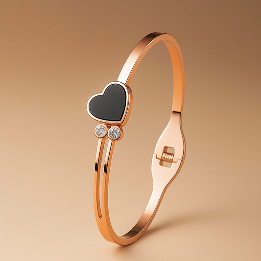 Black Heart Rose Gold Bracelet