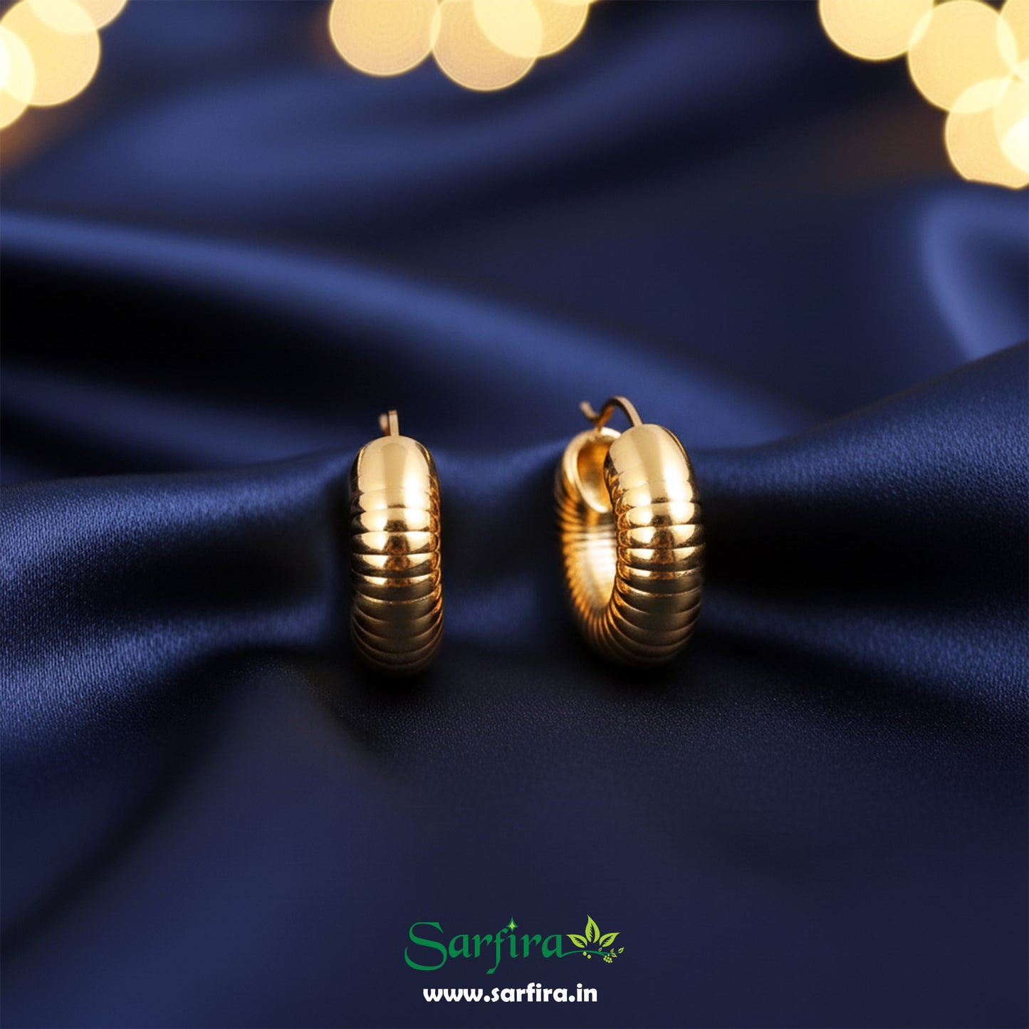 Gold Textured Dome Hoop Earrings