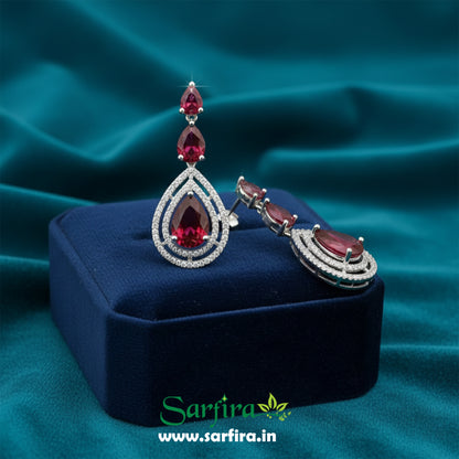 Red Stone Tear Drop Bridal & Party Wear Necklace