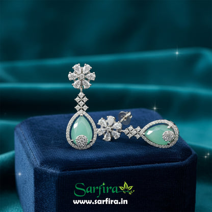 Pista Green Crystal Bridal Necklace Set for Women – Wedding & Party Jewelry