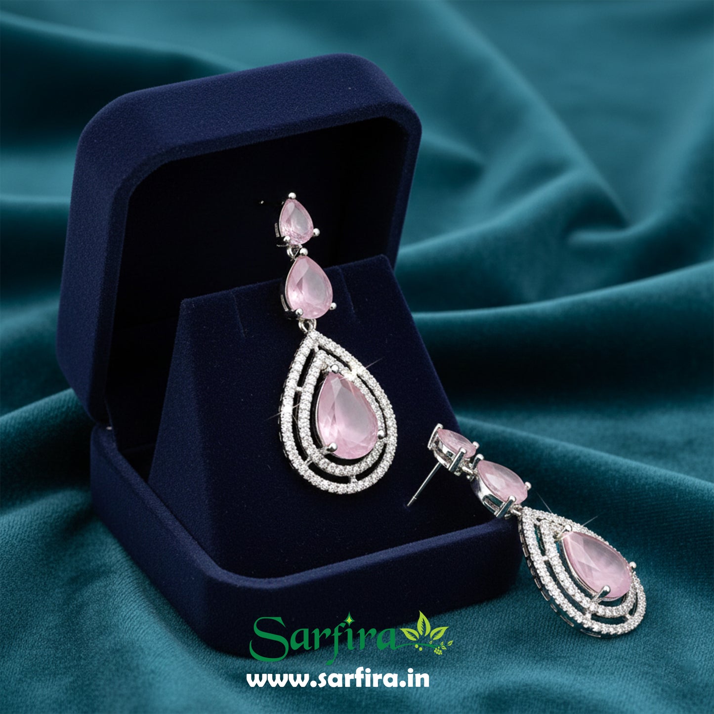 Light Pink Stone Long Drop Set