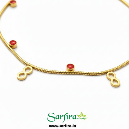 Infinity & Red Bead Snake Chain Bracelet