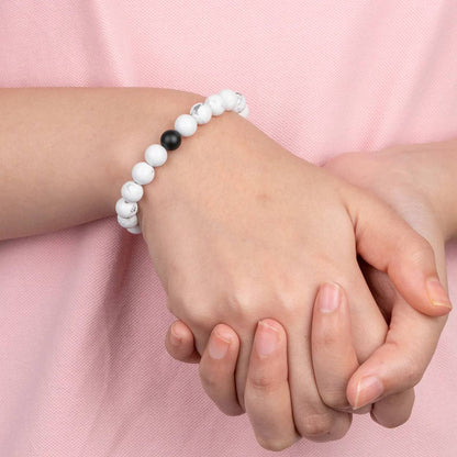 Atarangi Black & White Beaded Couple Bracelet Set – Pack of 2 Matching His & Her Bracelets