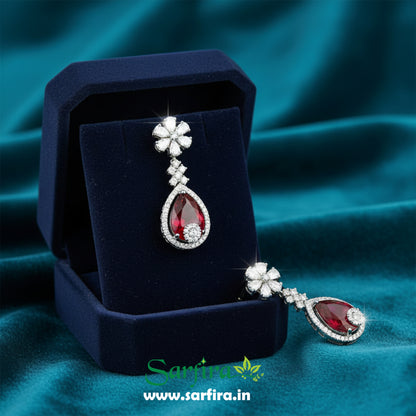 Red Crystal Bridal Necklace Set for Women – Wedding & Party Jewelry