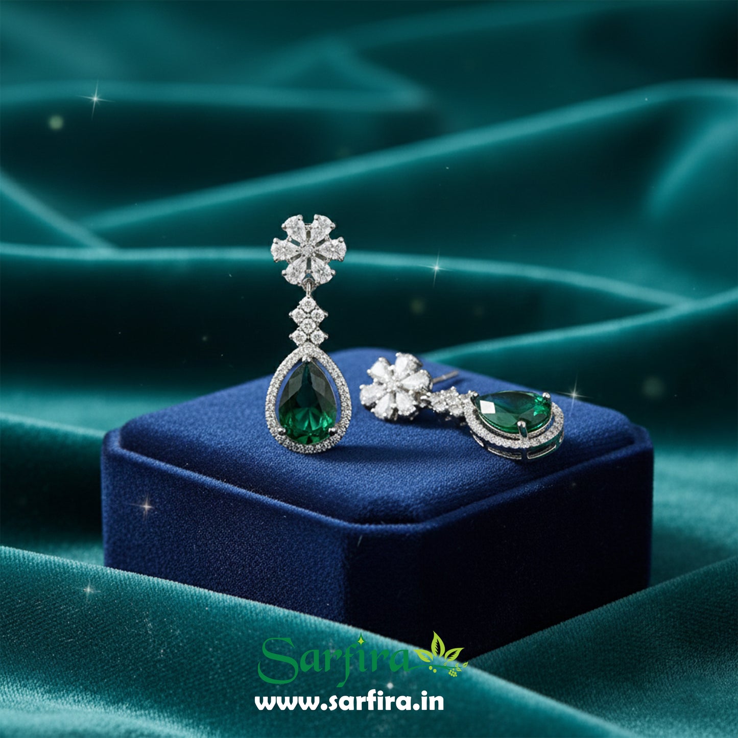 Green Crystal Bridal Necklace Set for Women – Wedding & Party Jewelry