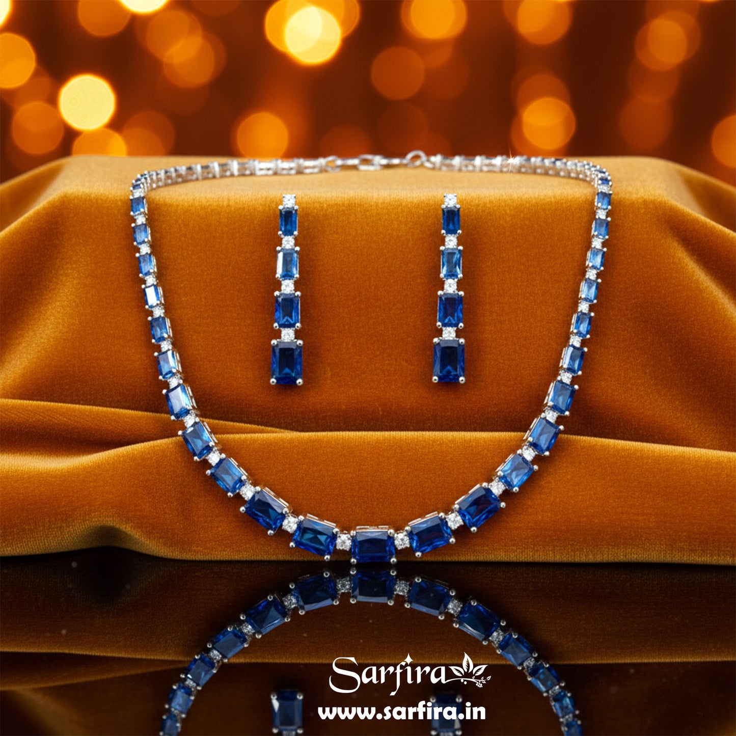 Blue Stone Rectangle Choker Set