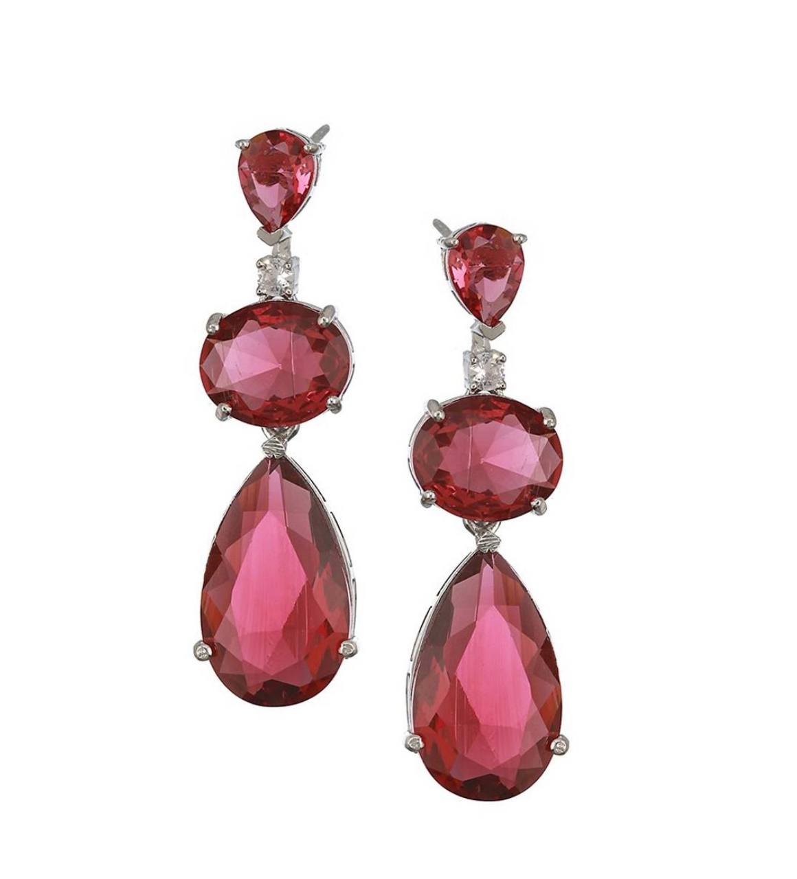 Red Teardrop Necklace Set – Elegant Bridal & Party Jewelry