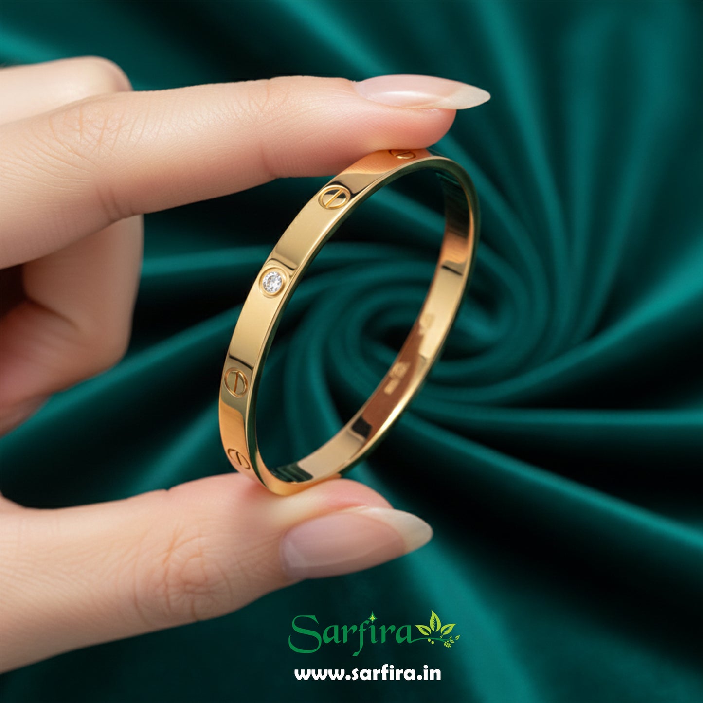 Screw Detail Stone Kada Bracelet