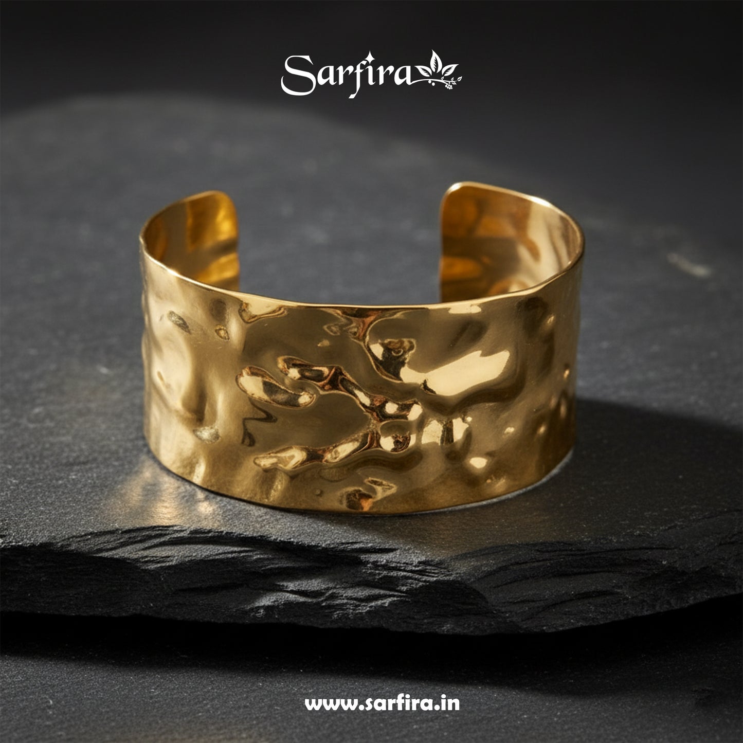 Wide Hammered Cuff Bracelet