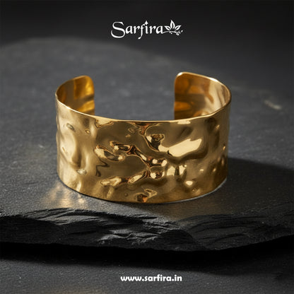 Wide Hammered Cuff Bracelet