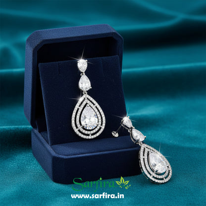 White Stone Bridal Necklace Set with Earrings – Elegant Wedding & Party Jewelry