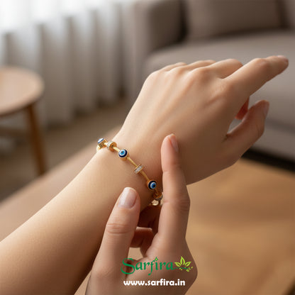 Evil Eye Beaded Cable Kada Bracelet