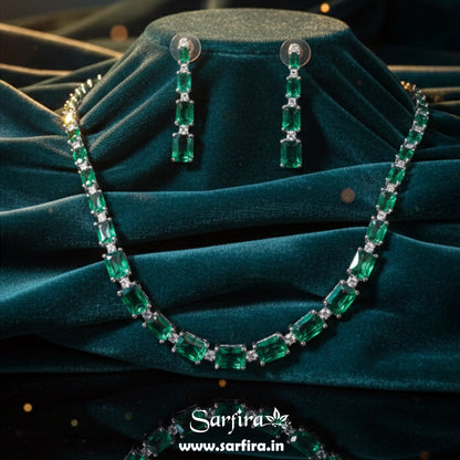 Green Stone AD Rectangle Cut Choker Set