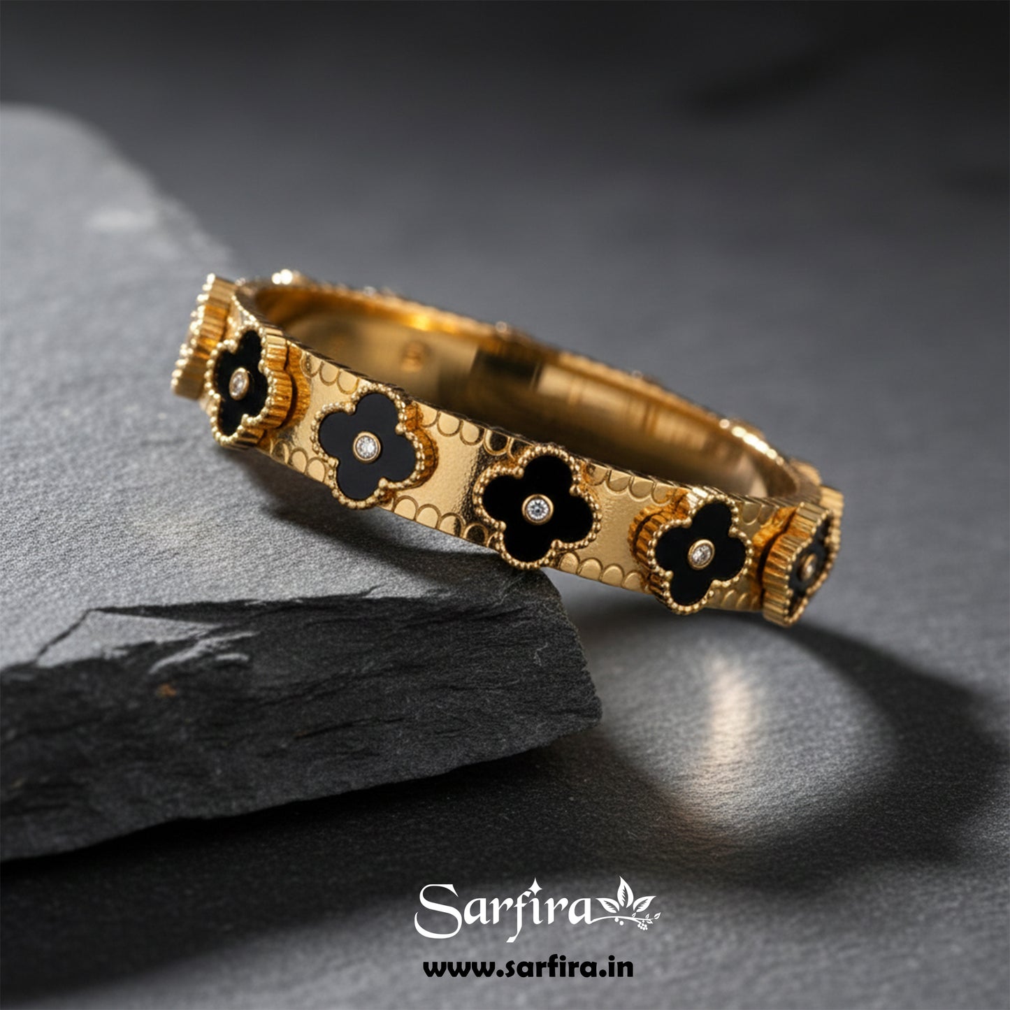 Black Flower Kada Bracelet