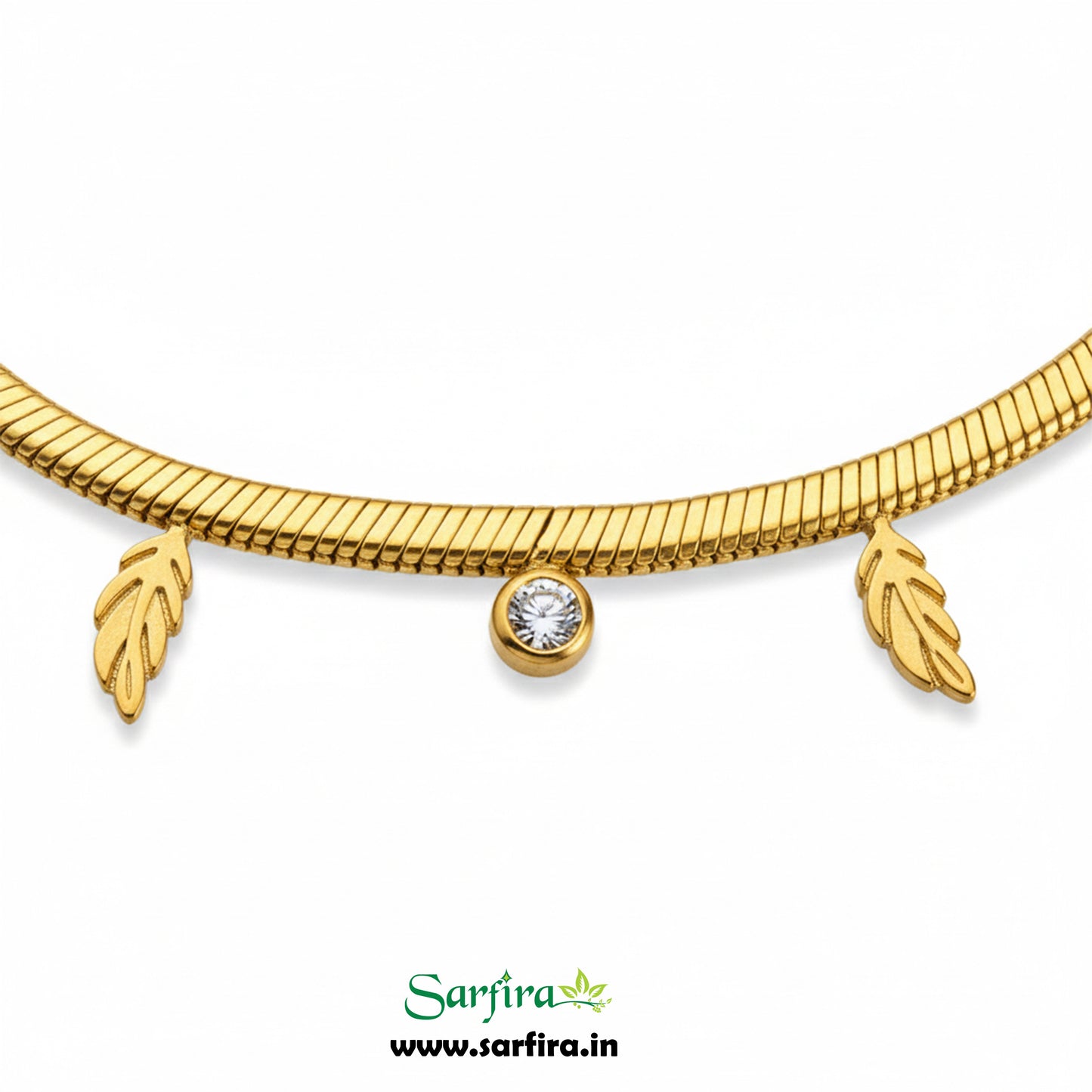 Leaf & CZ Snake Chain Bracelet