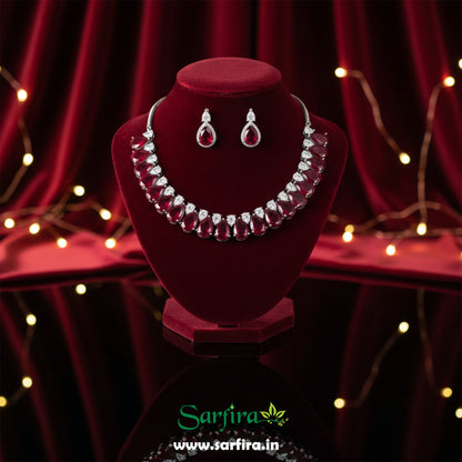 Red Stone Tear Drop Choker Necklace