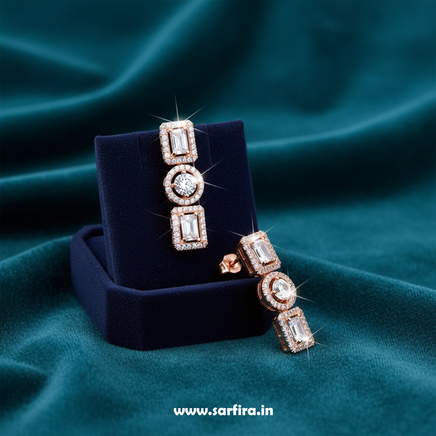 Rose Gold AD Geometric Necklace