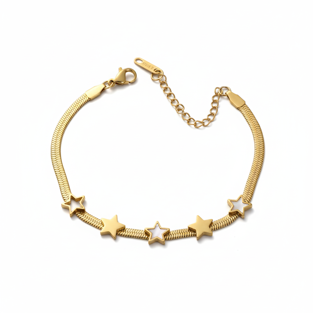 Celestial Star Charm Snake Chain Bracelet