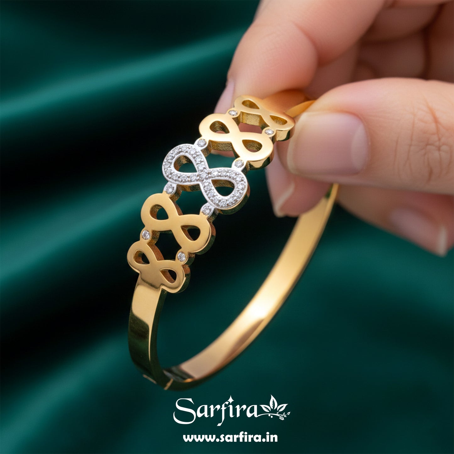 Gold Infinity Motif Kada Bracelet