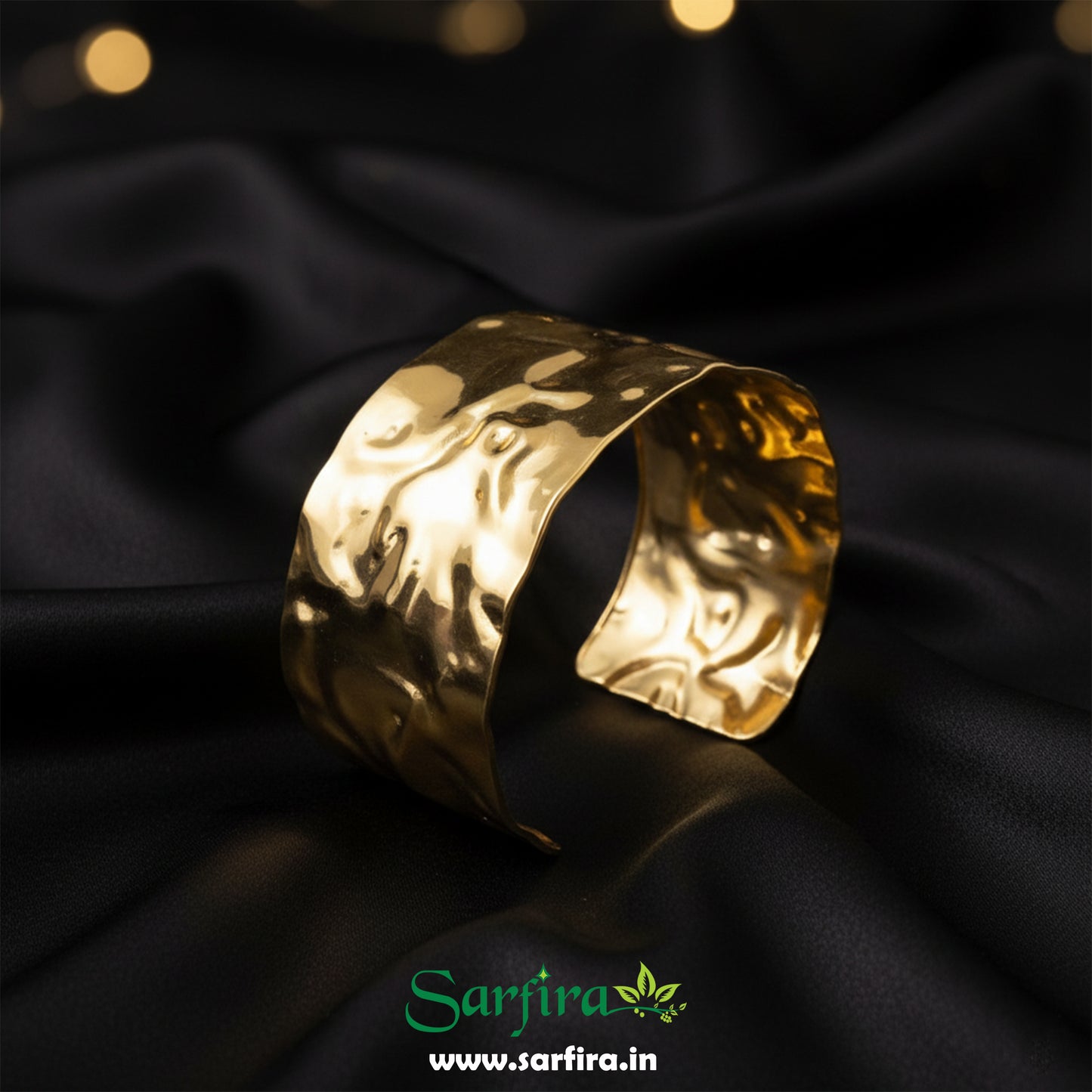 Wide Hammered Cuff Bracelet