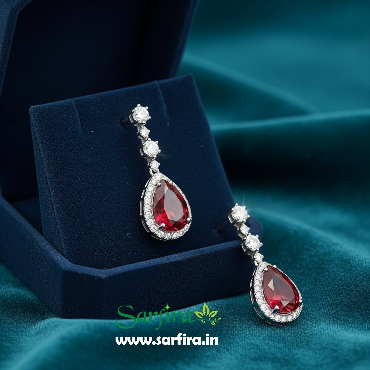 Red Stone AD Big Drop Statement Necklace