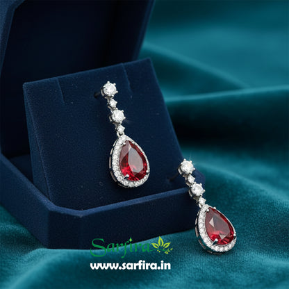 Red Stone AD Big Drop Statement Necklace